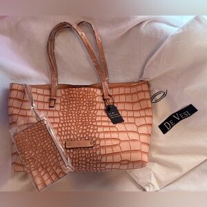 Crocodile Embossed Pink Tote Bag